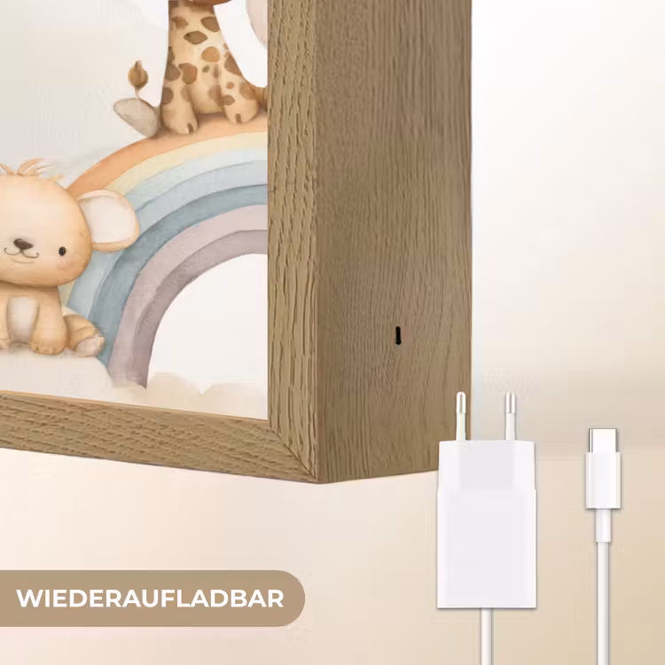 Safari - Regenboog - Kleurrijk Light Box met batterij (Wandlamp) middel 907 -USP_websiteoplaadbaarDE