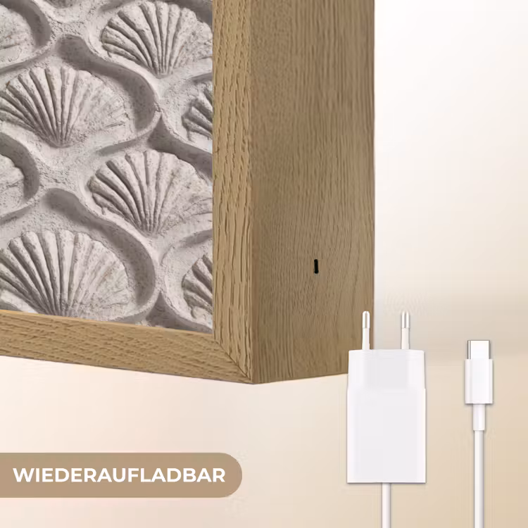 Zand - Schelpenvorm - Grijs Light Box met batterij (Wandlamp) middel 907 -USP_websiteoplaadbaarDE