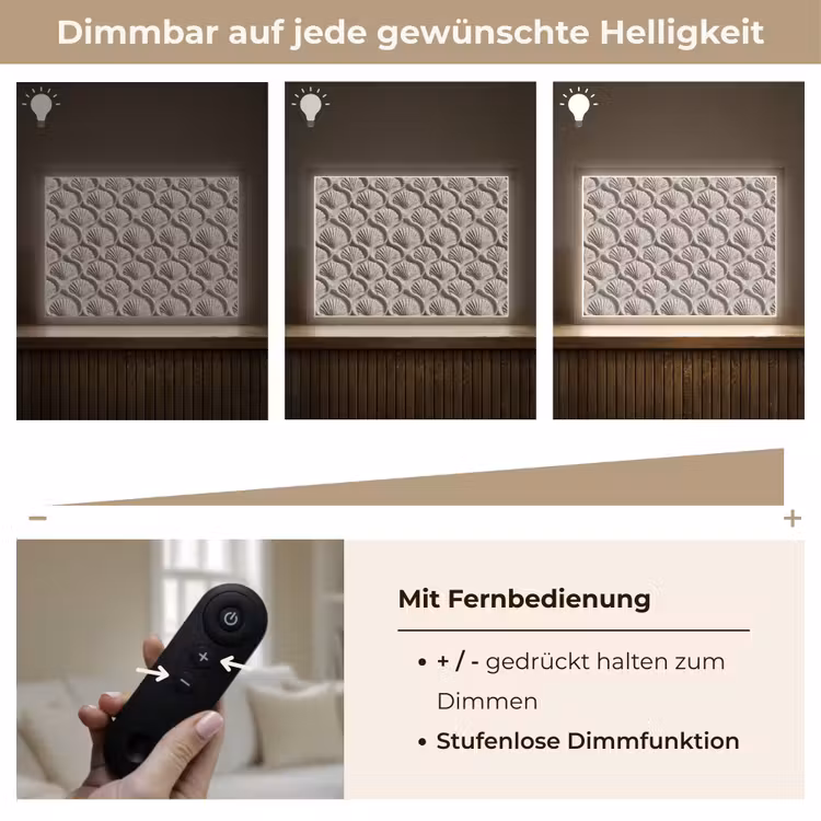 Zand - Schelpenvorm - Grijs Light Box met batterij (Wandlamp) middel 907 -USP_dimbaarDE
