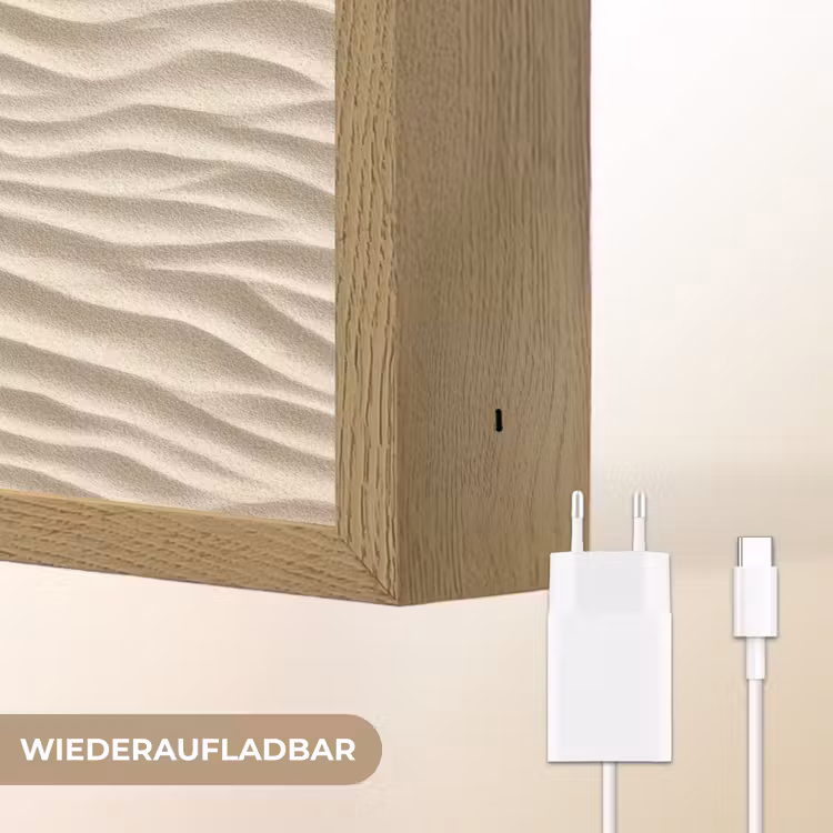 Zand - Golven - Beige Light Box met batterij (Wandlamp) middel 907 -USP_websiteoplaadbaarDE