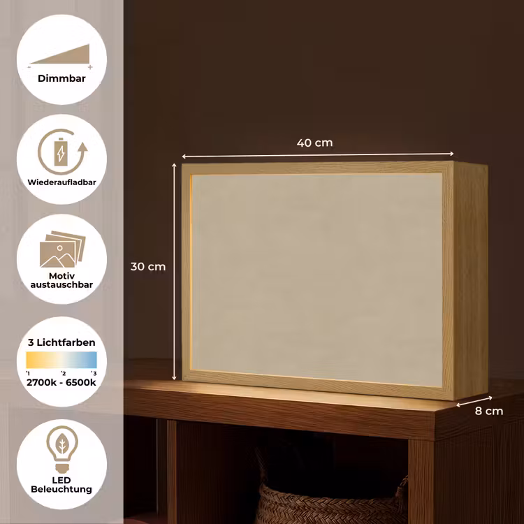 Zandkleur - Korrelige structuur - Beton Light Box met batterij (Wandlamp) middel 907 -USP_websiteoverzichtDE