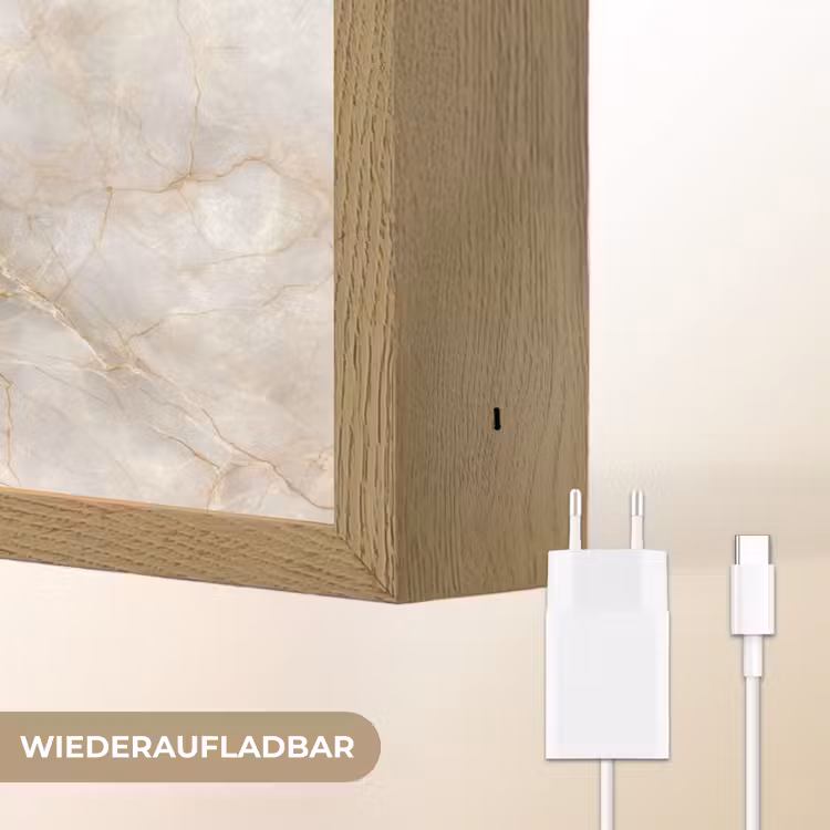 Zandkleurig - Marmer - Natuursteen Light Box met batterij (Wandlamp) middel 907 -USP_websiteoplaadbaarDE