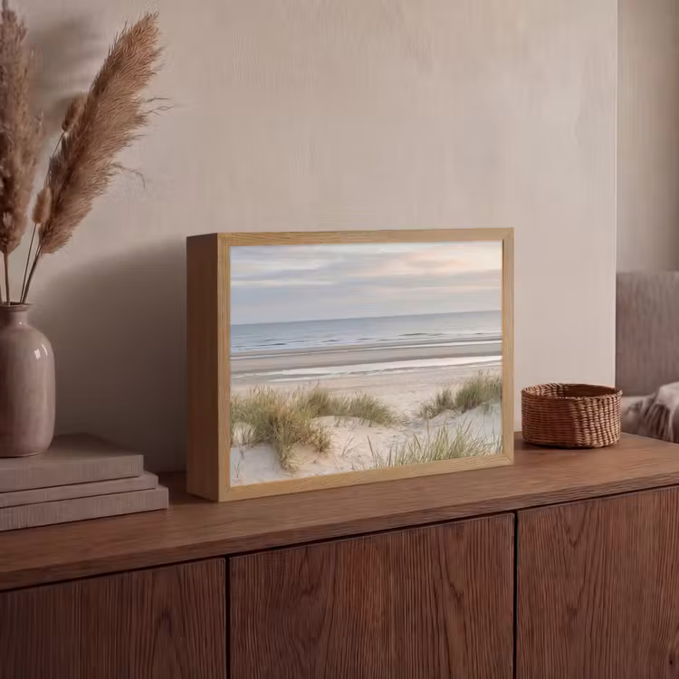 Zandstrand - Bewolkt - Duinen Light Box met batterij (Wandlamp) middel -sfeer2