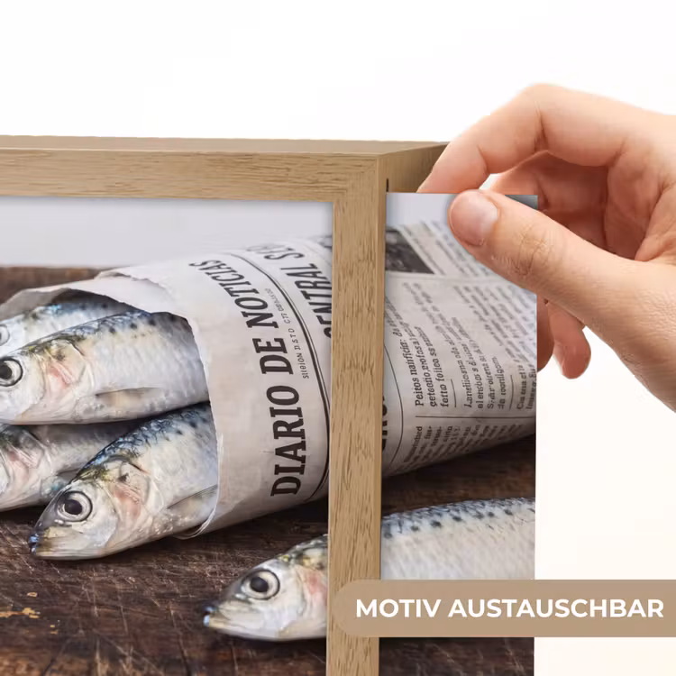 Lightbox - Wandleuchte - Sardine – Zeitung – Schneidebrett - Sardientje - krant - snijplank Light Box met kabel (Wandlamp) klein