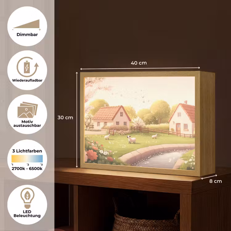 Schapen - Huisje - Platteland Light Box met batterij (Wandlamp) middel -USP_websiteoverzichtDE