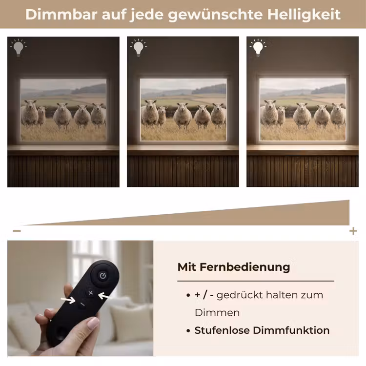 Schapen - Weidenlandschap - Heuvels Light Box met batterij (Wandlamp) middel -USP_dimbaarDE