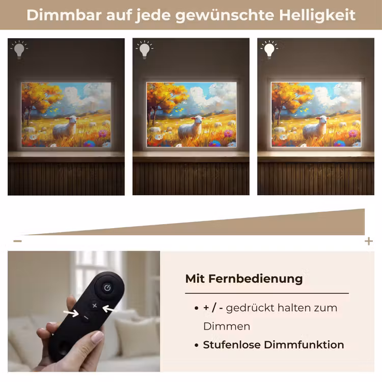 Schaap - Weide - Bloemen Light Box met batterij (Wandlamp) middel -USP_dimbaarDE