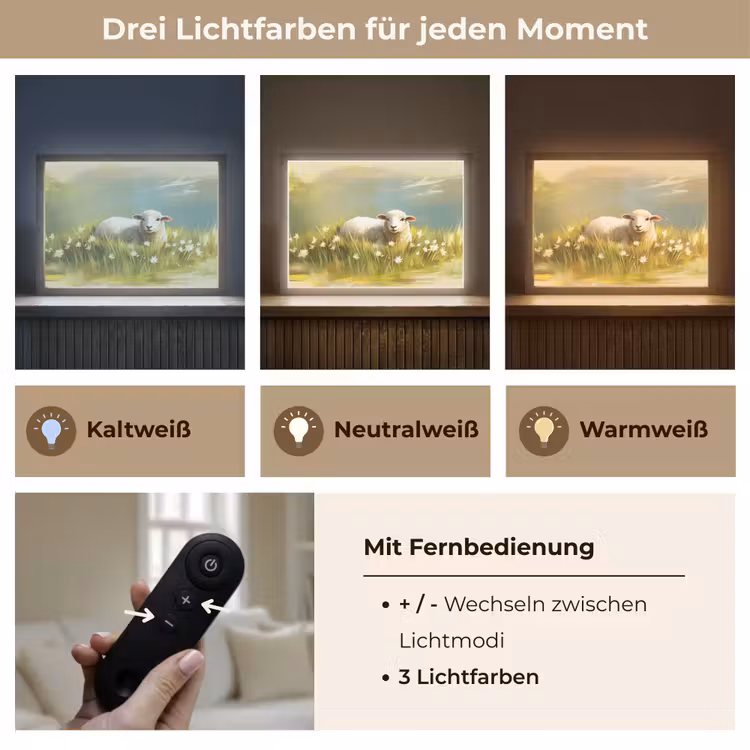 Schaap - Weide - Groen Light Box met batterij (Wandlamp) middel -USP_lichtkleurDE