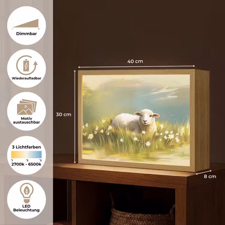 Schaap - Weide - Groen Light Box met batterij (Wandlamp) middel -USP_websiteoverzichtDE