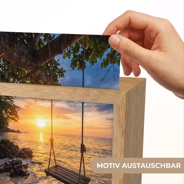 Schommel - Strand - Zonsondergang - Natuur - Oranje Light Box met kabel (Wandlamp) klein -USP_websiteprintDE
