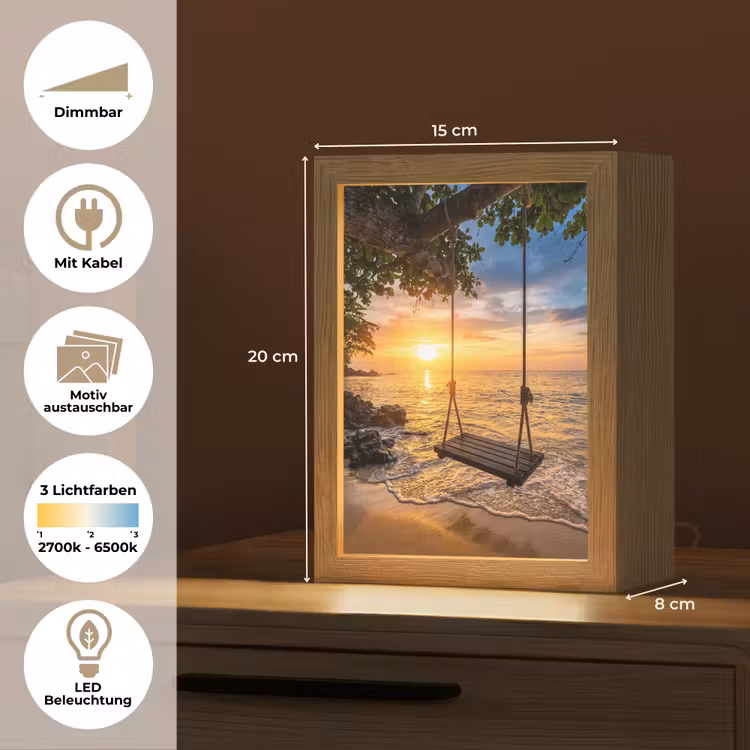 Schommel - Strand - Zonsondergang - Natuur - Oranje Light Box met kabel (Wandlamp) klein -USP_websiteoverzichtDE