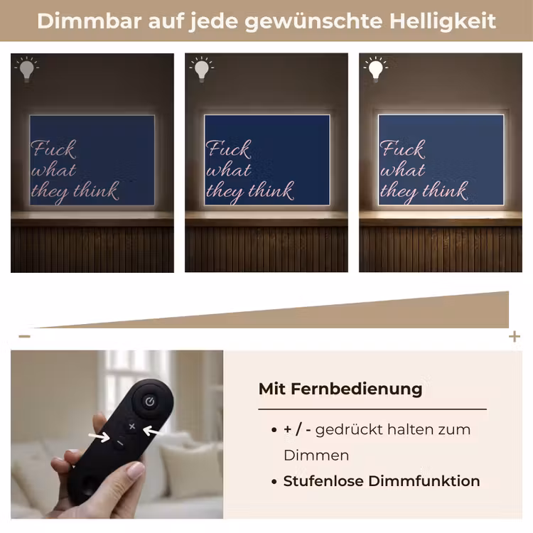 Fuck what they think - Blauw - Cursief Light Box met batterij (Wandlamp) middel -USP_dimbaarDE