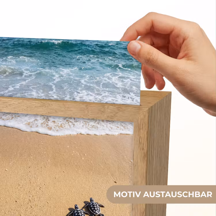 Schildpad - Jong - Strand - Oceaan - Blauw Light Box met kabel (Wandlamp) klein -USP_websiteprintDE