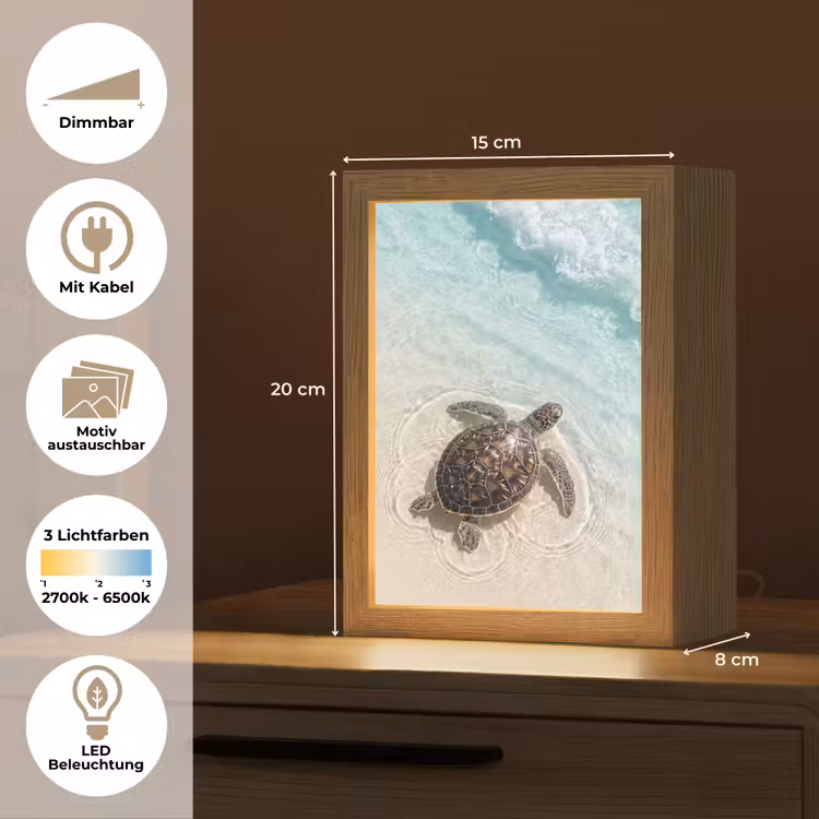 Schildpad - Helder water - Strand - Dieren - Natuur Light Box met kabel (Wandlamp) klein -USP_websiteoverzichtDE