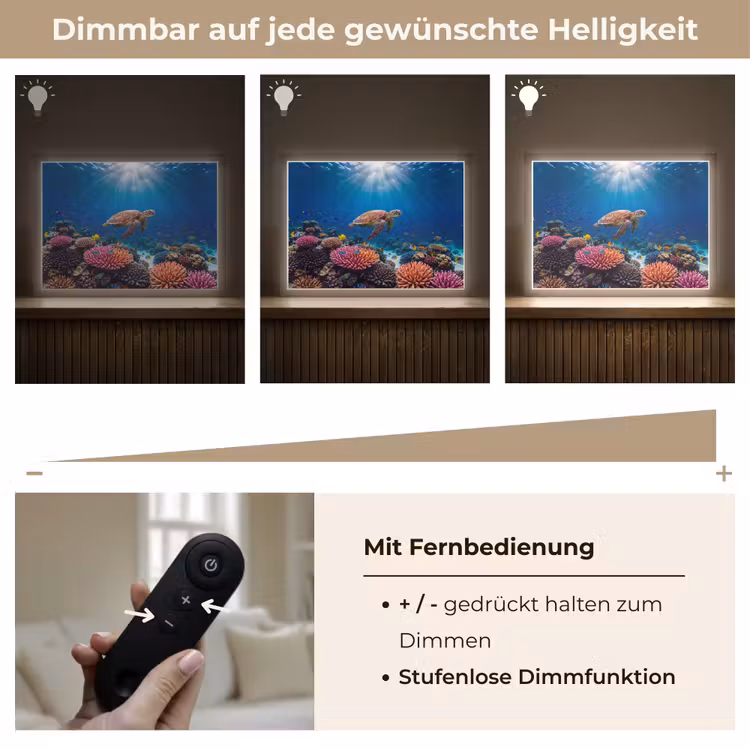 Schildpad - Koraalrif - Oceaan - Dieren - Blauw Light Box met batterij (Wandlamp) middel -USP_dimbaarDE