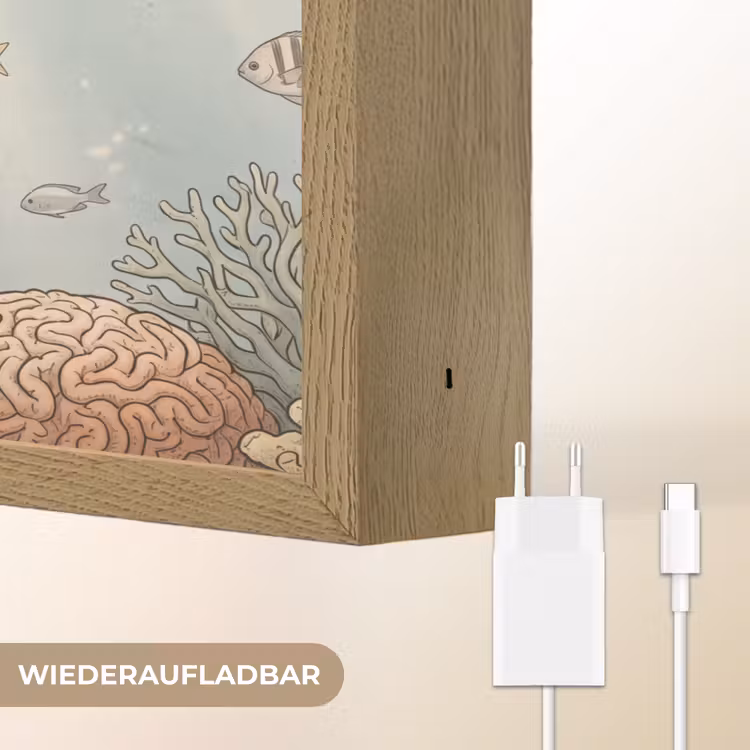 Schildpad - Onderwater - Natuur - Illustratie Light Box met batterij (Wandlamp) middel -USP_websiteoplaadbaarDE