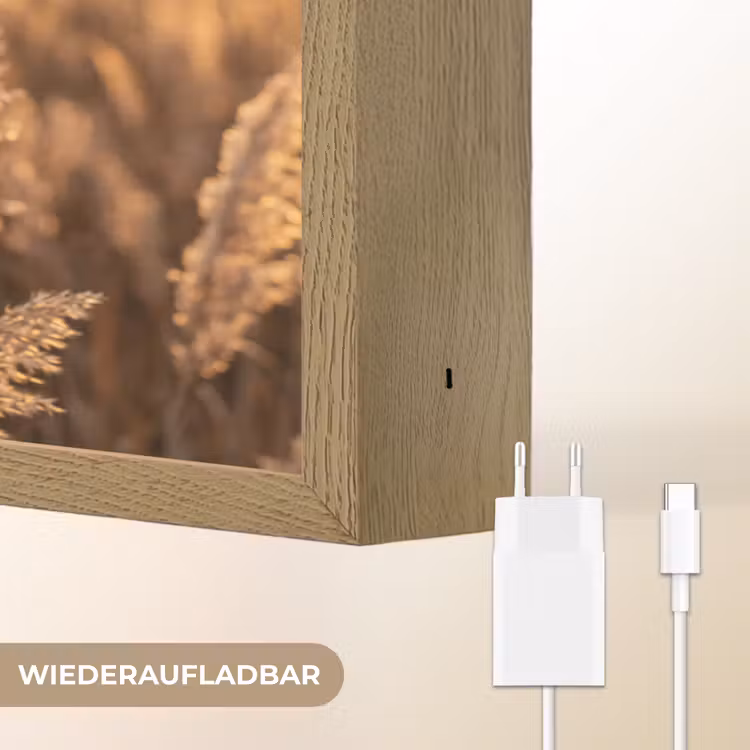 Rietpluimen - Gras - Zonsondergang - Goud - Serene Light Box met batterij (Wandlamp) middel -USP_websiteoplaadbaarDE