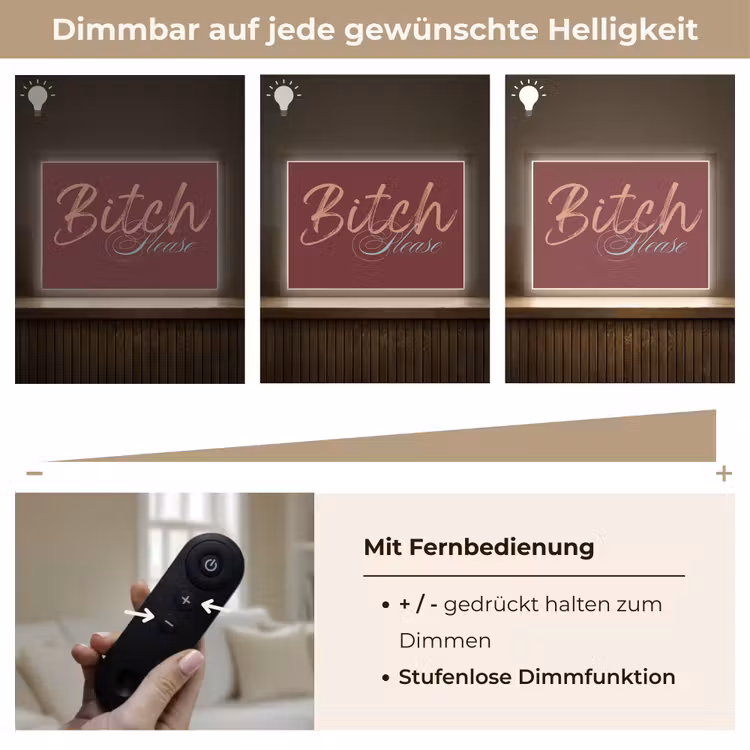 Bitch please - Rood - Blauw Light Box met batterij (Wandlamp) middel -USP_dimbaarDE