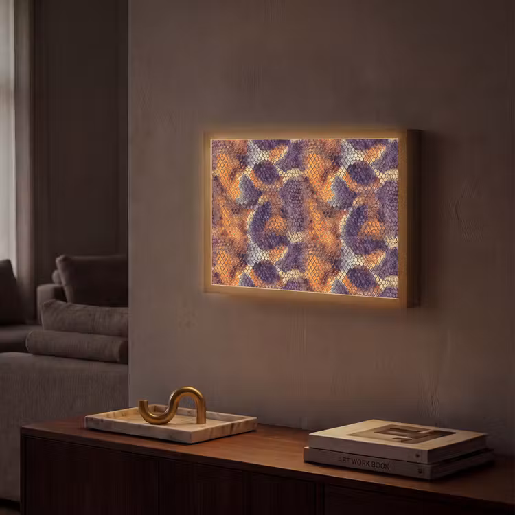 Slang - Schubben - Kleurrijk Light Box met batterij (Wandlamp) middel 907 -sfeer1