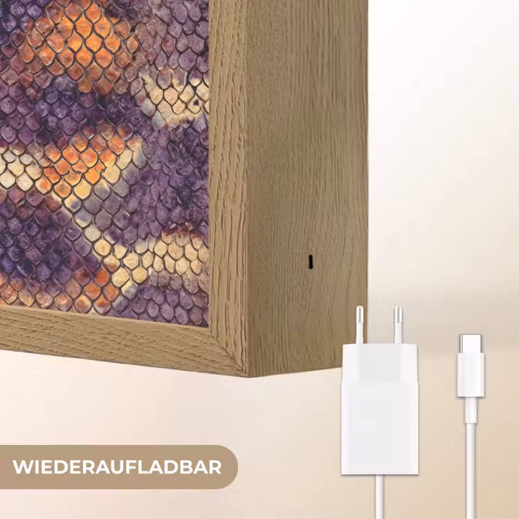 Slang - Schubben - Kleurrijk Light Box met batterij (Wandlamp) middel 907 -USP_websiteoplaadbaarDE