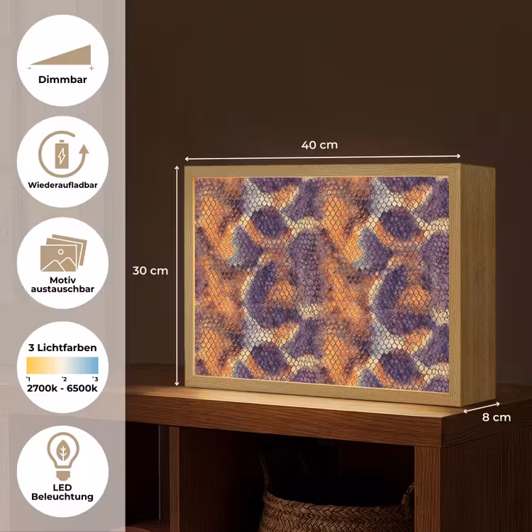 Slang - Schubben - Kleurrijk Light Box met batterij (Wandlamp) middel 907 -USP_websiteoverzichtDE