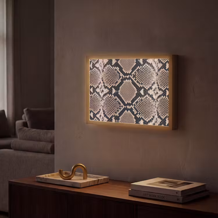 Slangenprint - Python - Bruin Light Box met batterij (Wandlamp) middel -sfeer1