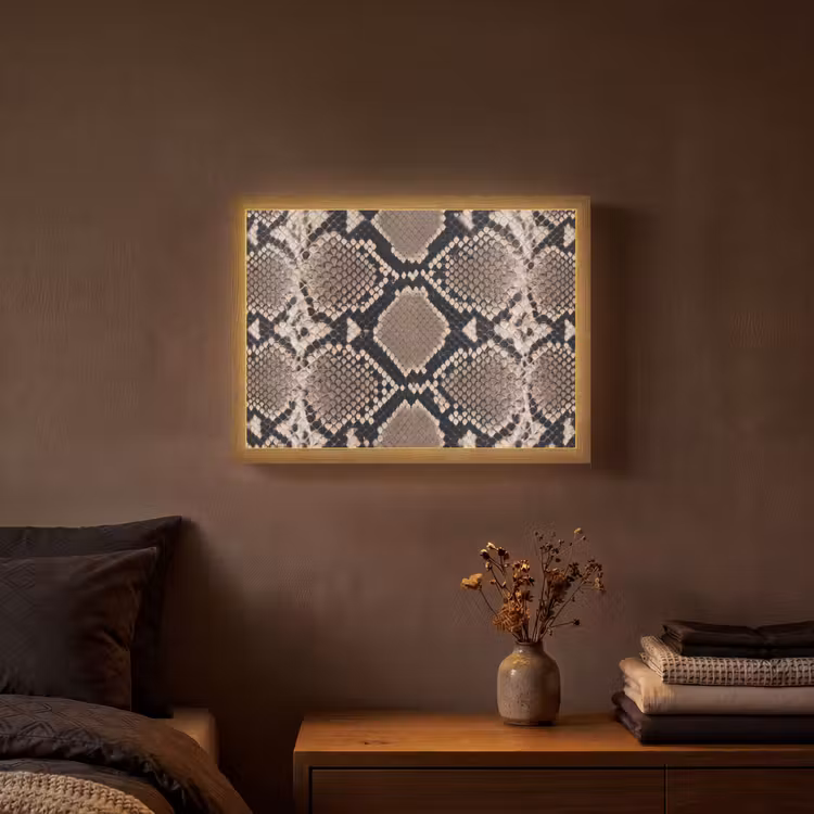 Slangenprint - Python - Bruin Light Box met batterij (Wandlamp) middel -sfeer4