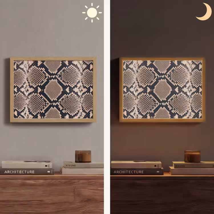 Slangenprint - Python - Bruin Light Box met batterij (Wandlamp) middel -sfeer3