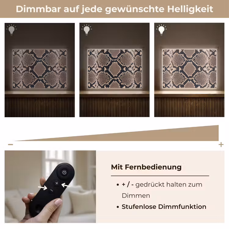 Slangenprint - Python - Bruin Light Box met batterij (Wandlamp) middel -USP_dimbaarDE