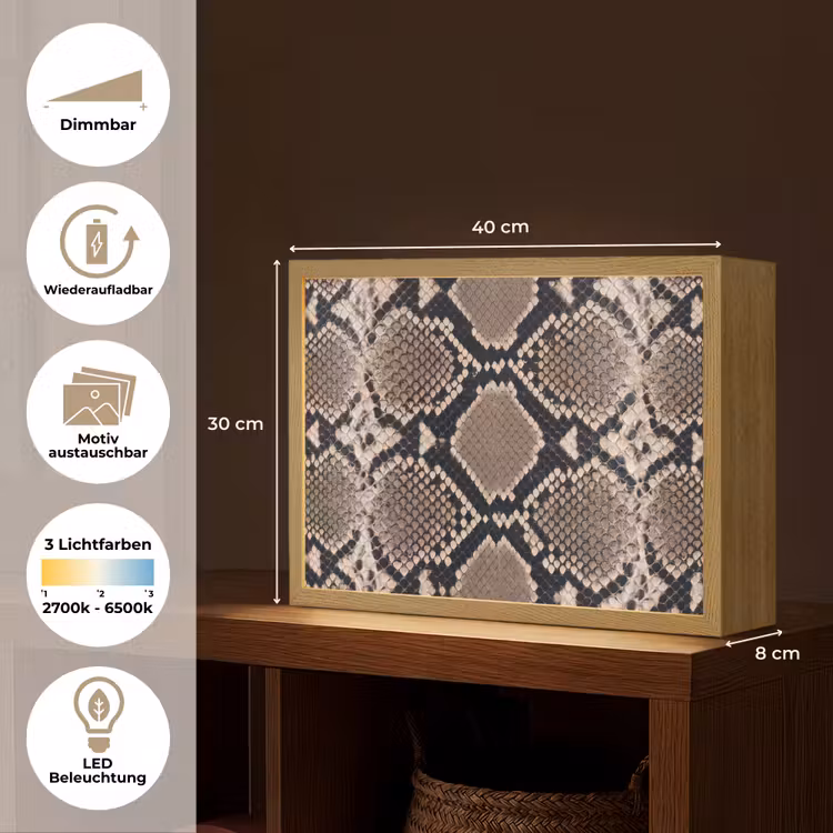 Slangenprint - Python - Bruin Light Box met batterij (Wandlamp) middel -USP_websiteoverzichtDE