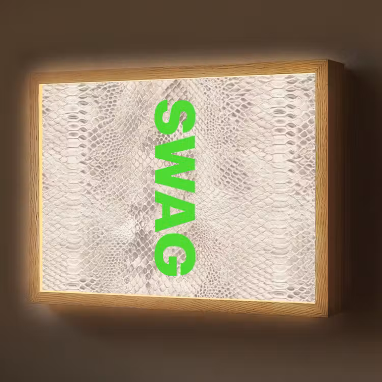 Slangenprint - SWAG - Neon - Groen Light Box met batterij (Wandlamp) middel -z3d_website