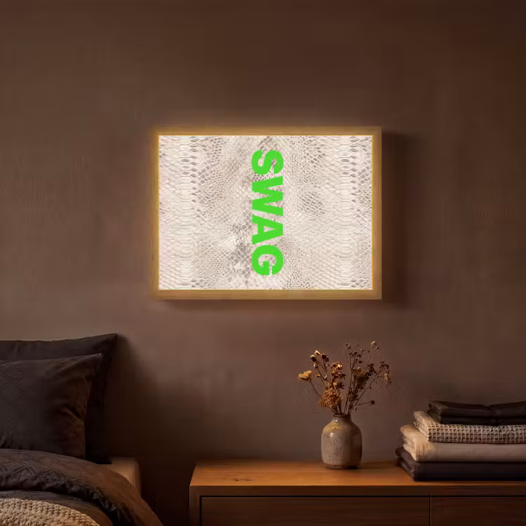 Slangenprint - SWAG - Neon - Groen Light Box met batterij (Wandlamp) middel -sfeer4