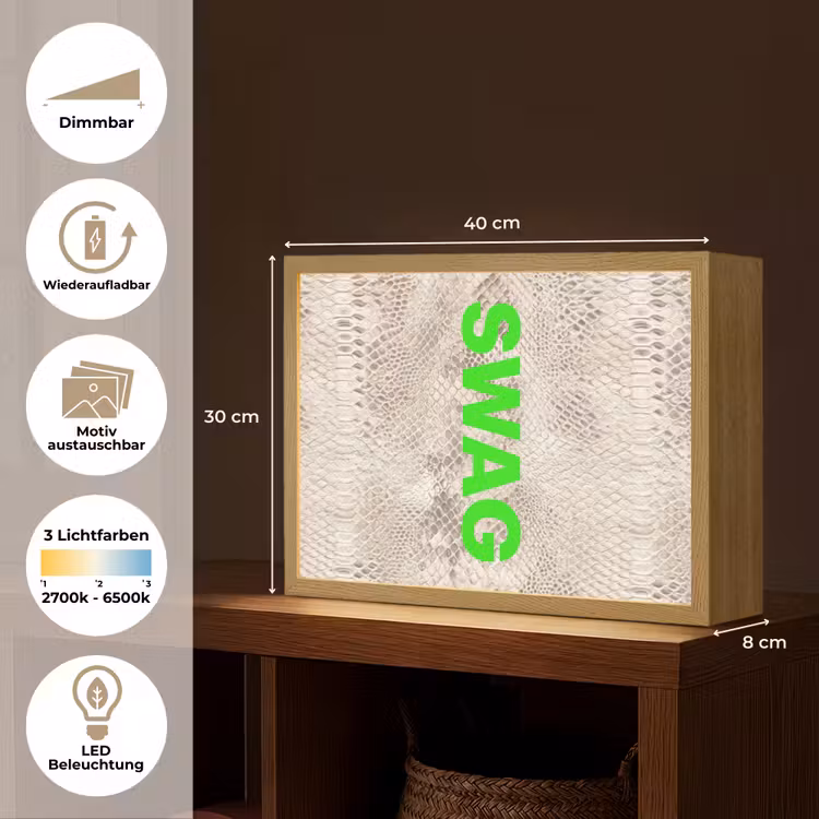 Slangenprint - SWAG - Neon - Groen Light Box met batterij (Wandlamp) middel -USP_websiteoverzichtDE