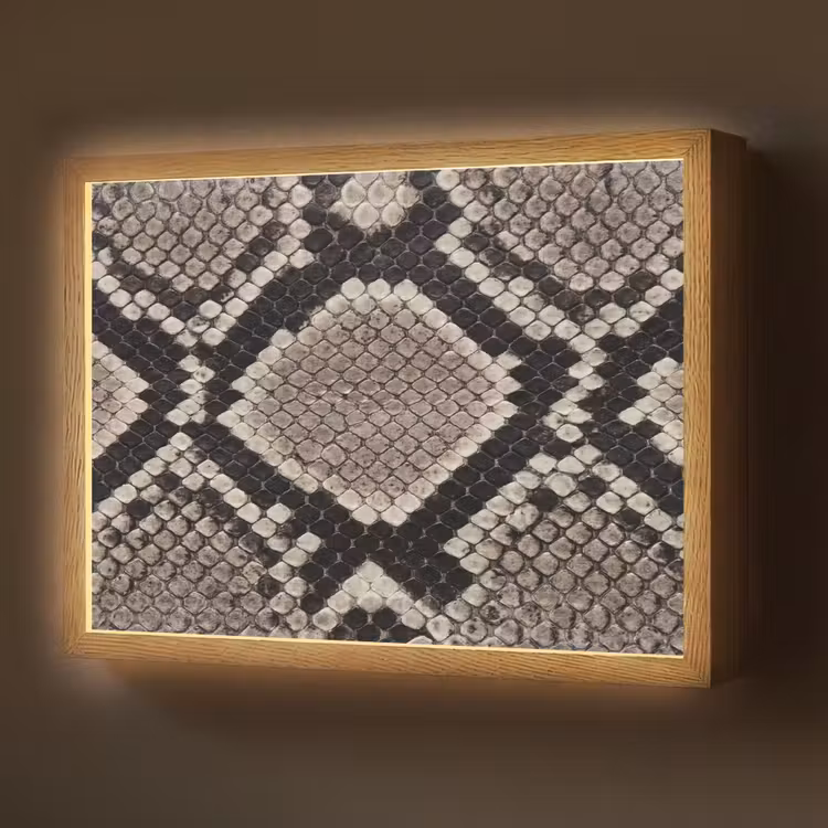 Slangenleer - Patroon - Beige Light Box met batterij (Wandlamp) middel -z3d_website