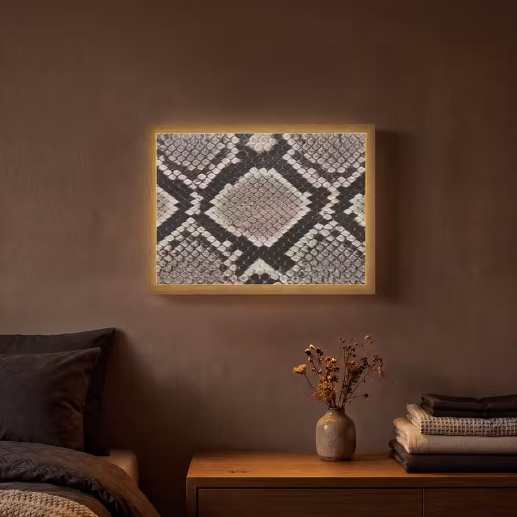 Slangenleer - Patroon - Beige Light Box met batterij (Wandlamp) middel -sfeer4