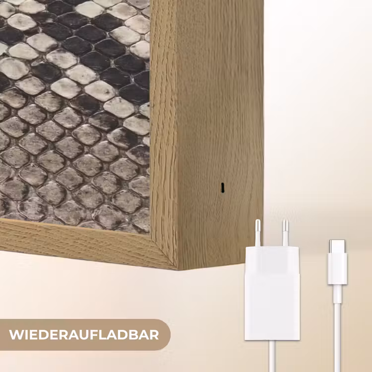 Slangenleer - Patroon - Beige Light Box met batterij (Wandlamp) middel -USP_websiteoplaadbaarDE