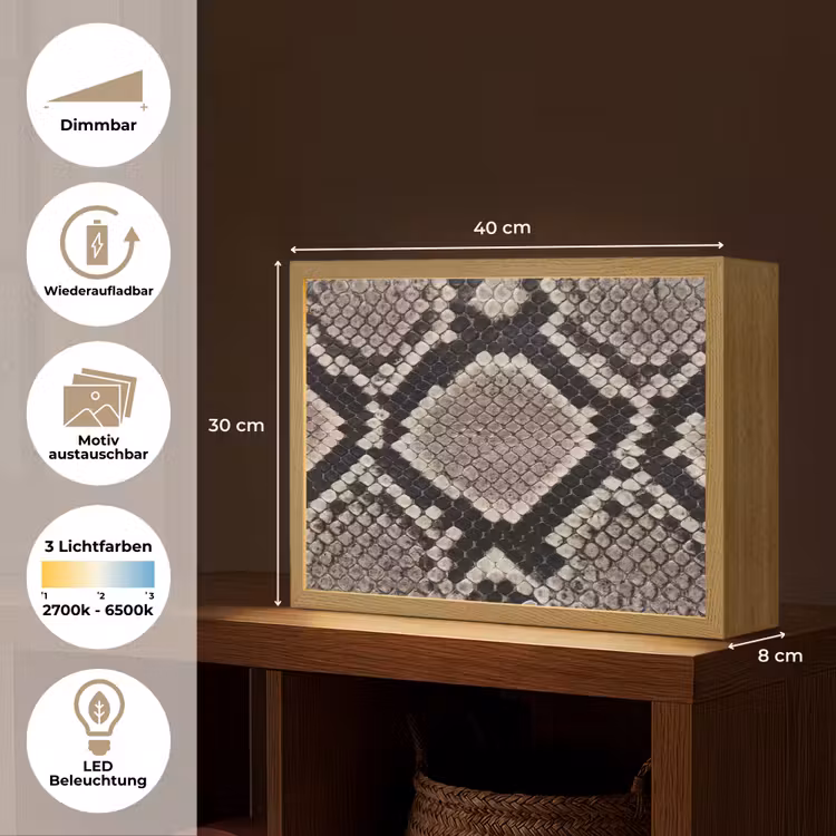 Slangenleer - Patroon - Beige Light Box met batterij (Wandlamp) middel -USP_websiteoverzichtDE