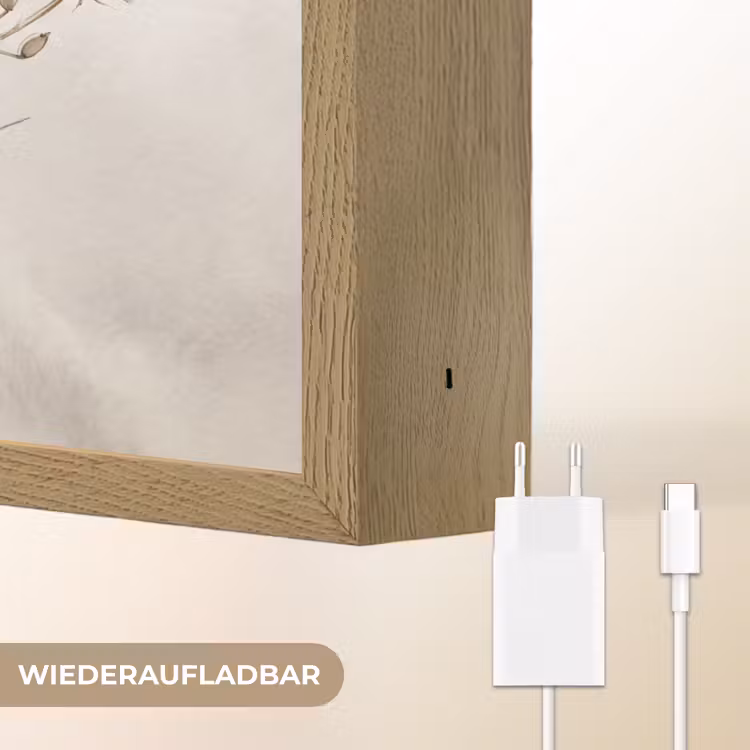 Vlinder - Bloem -Natuur - Beige Light Box met batterij (Wandlamp) middel -USP_websiteoplaadbaarDE