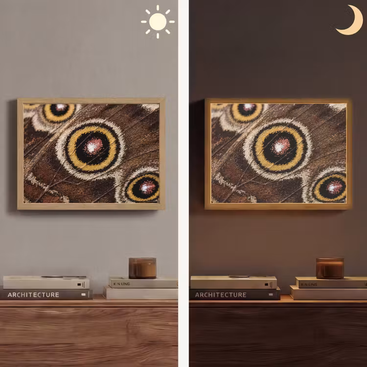 Vlinder - Vleugel - Abstract Light Box met batterij (Wandlamp) middel -sfeer3