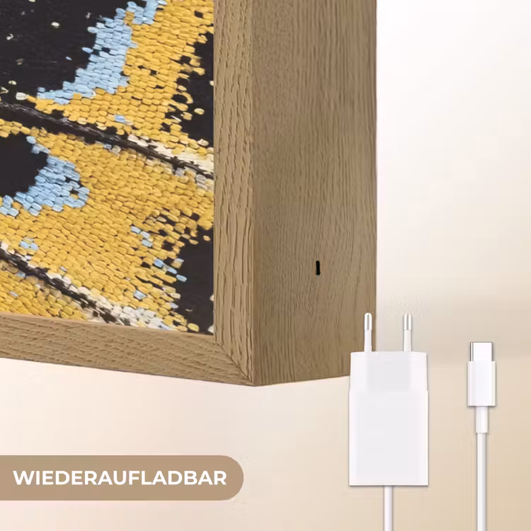 Vlinder - Vleugel - Geel Light Box met batterij (Wandlamp) middel -USP_websiteoplaadbaarDE