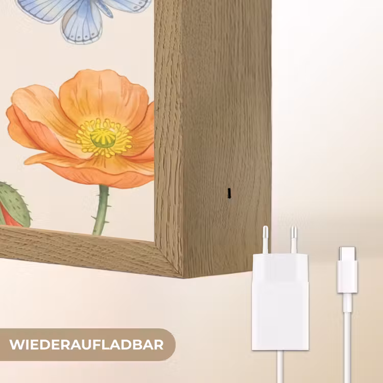 Vlinders - Klaprozen - Illustratie - Kleurrijk Light Box met batterij (Wandlamp) middel -USP_websiteoplaadbaarDE