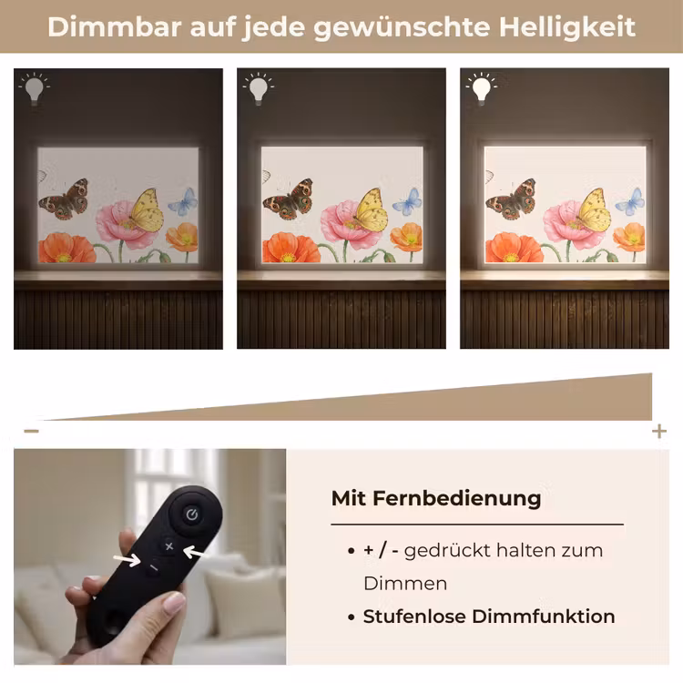 Vlinders - Klaprozen - Illustratie - Kleurrijk Light Box met batterij (Wandlamp) middel -USP_dimbaarDE