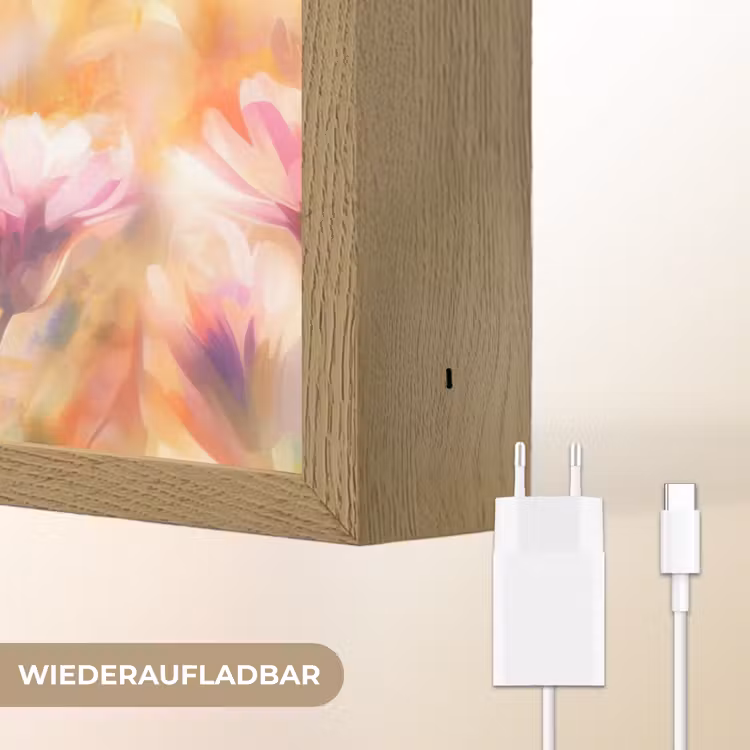 Vlinders - Oranje - Bloemen Light Box met batterij (Wandlamp) middel -USP_websiteoplaadbaarDE