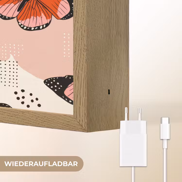 Vlinders - Retro - Kleurrijk Light Box met batterij (Wandlamp) middel 907 -USP_websiteoplaadbaarDE