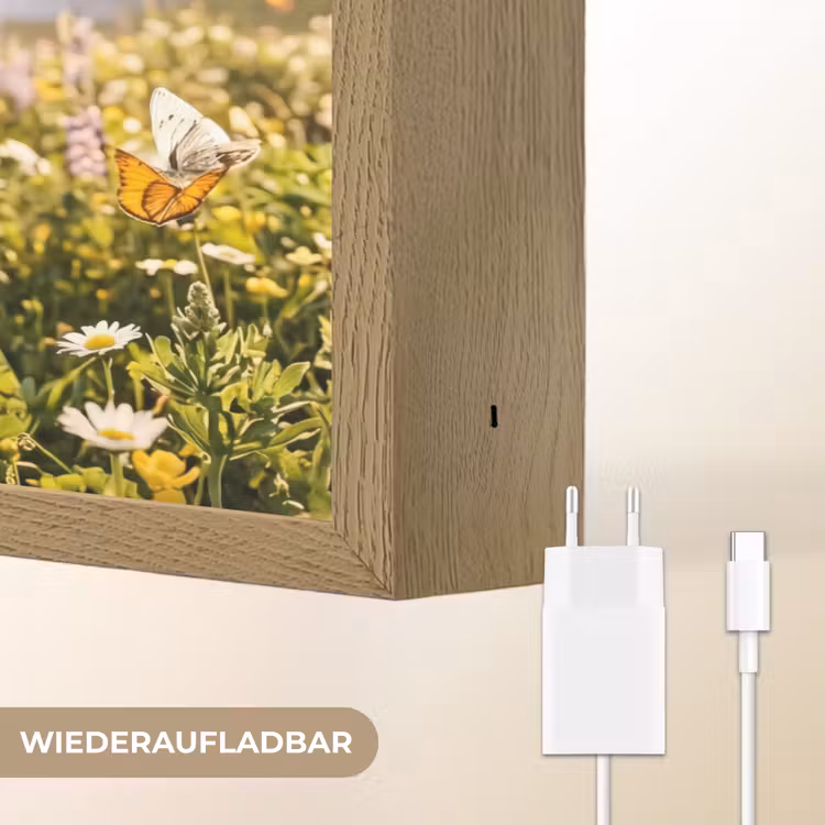 Vlinders - Waterval - Bloemenveld Light Box met batterij (Wandlamp) middel -USP_websiteoplaadbaarDE