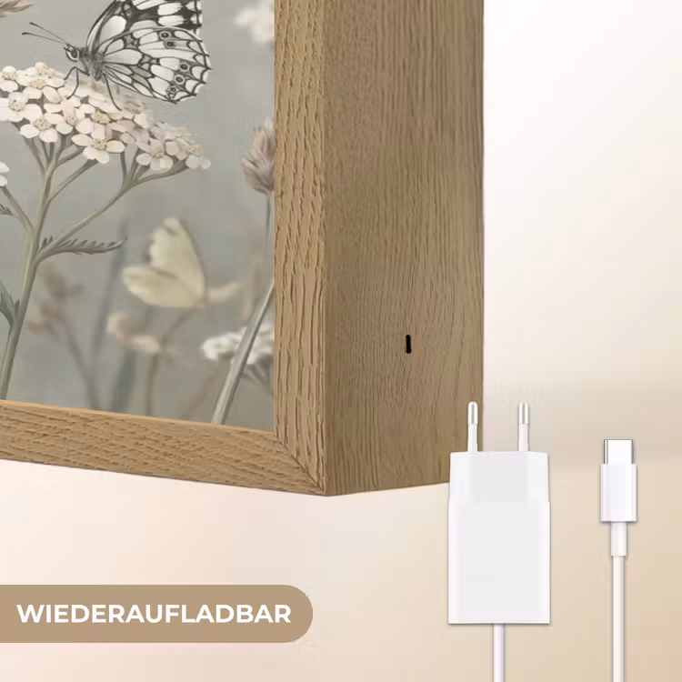 Vlinders - Wildbloemen - Illustratie - Kleurrijk Light Box met batterij (Wandlamp) middel -USP_websiteoplaadbaarDE