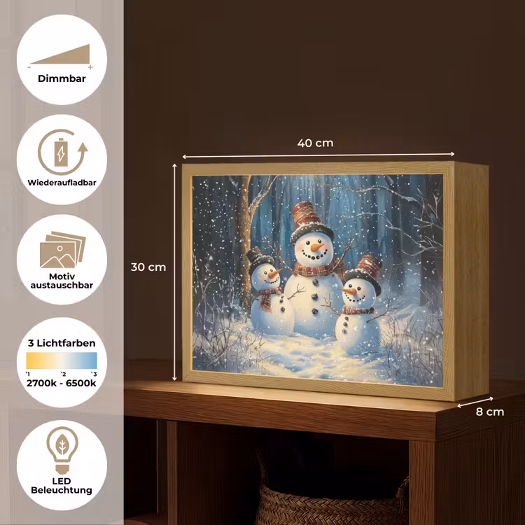 Sneeuwpop - Sneeuw - Winter - Bos Light Box met batterij (Wandlamp) middel -USP_websiteoverzichtDE