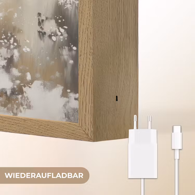 Sneeuwpop - Winter - Sneeuw - Beige Light Box met batterij (Wandlamp) middel -USP_websiteoplaadbaarDE
