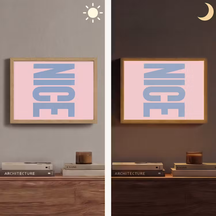 Nice - Paars - Roze Light Box met batterij (Wandlamp) middel -sfeer3