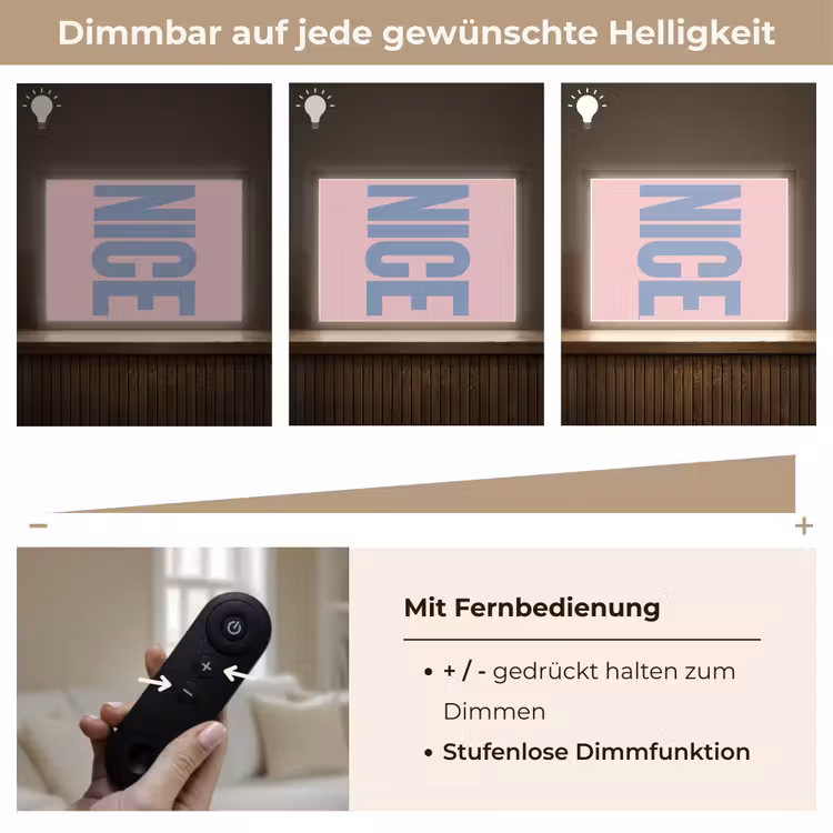 Nice - Paars - Roze Light Box met batterij (Wandlamp) middel -USP_dimbaarDE